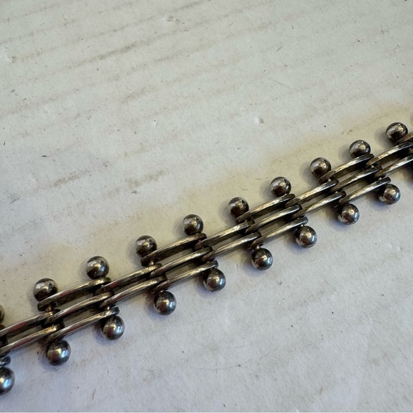 Stunning Vintage Sterling Silver Bracelet Length 8" Unisex Mid Century Modern - Picture 11 of 16